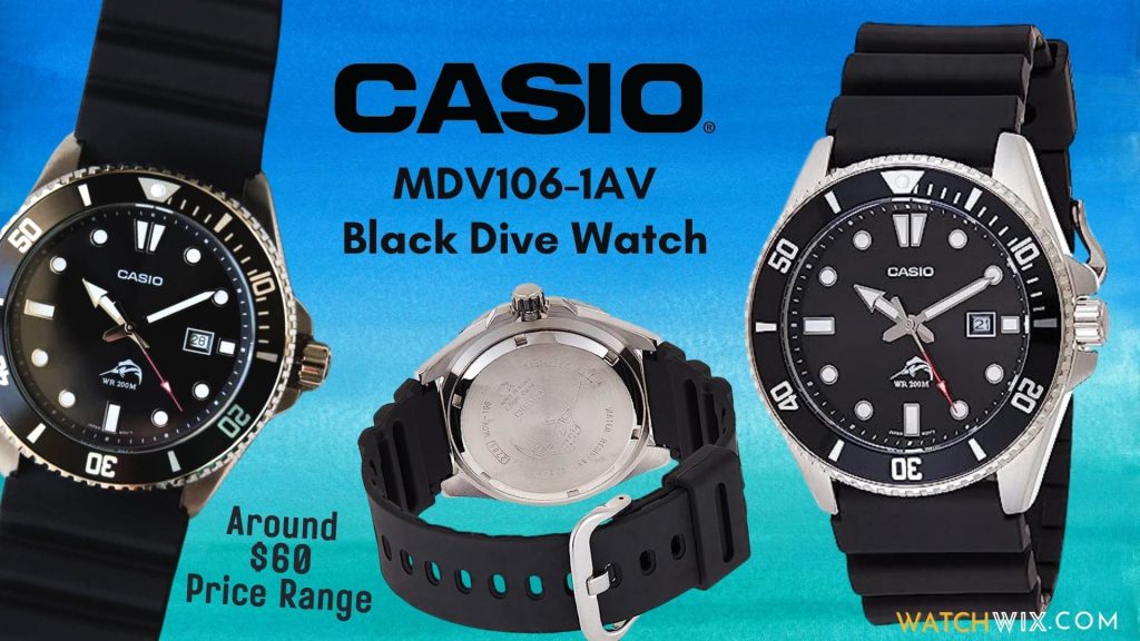 Casio Men's MDV106-1AV 200 M WR Black Dive Watch