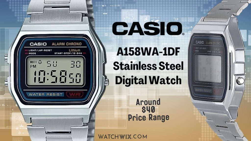 Casio Men's A158WA-1DF Stainless Steel Digital Watch