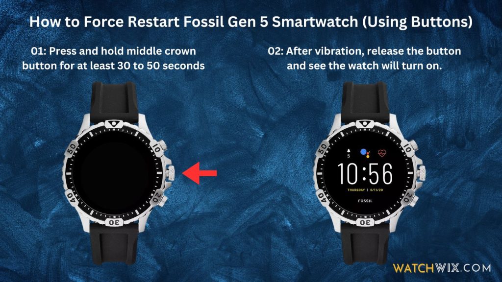 How to Force Restart Fossil Gen 5 Smartwatch (Using Buttons)