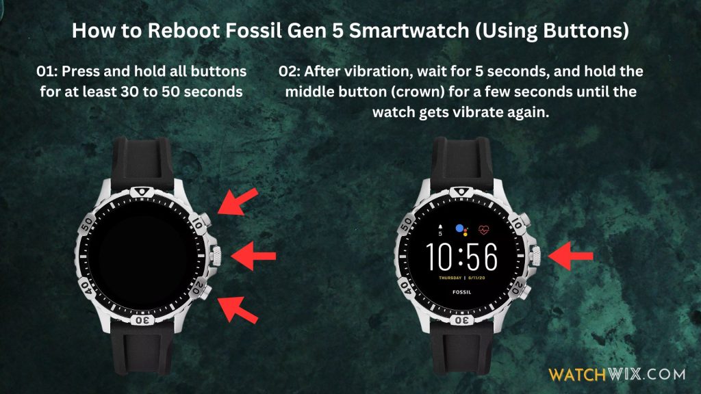 How to Reboot Fossil Gen 5 Smart Watch (Using Buttons) - WatchWIX