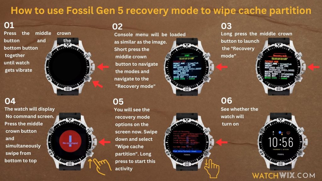 How to use Fossil Gen 5 recovery mode to wipe cache partition - WatchWIX